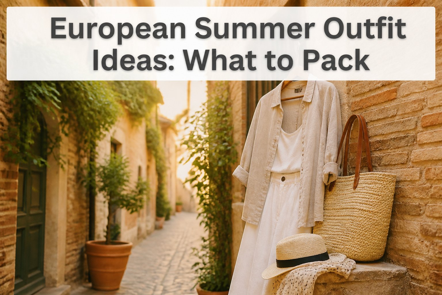 A collection of summer outfits suitable for European travel.