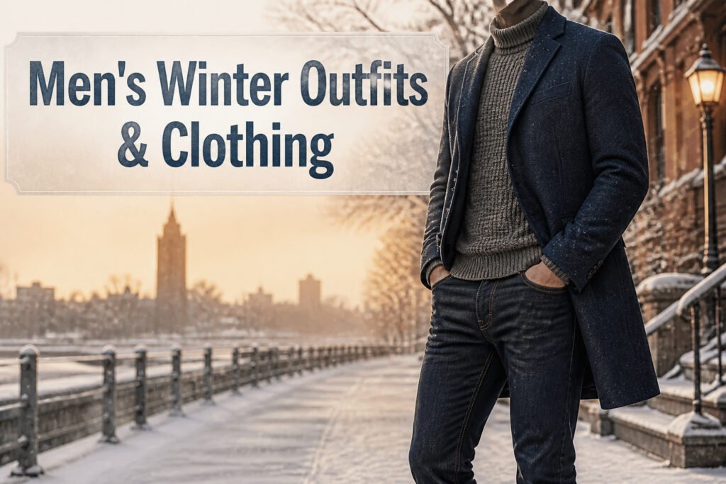 A winter outfit featuring layered clothing in a stylish arrangement.