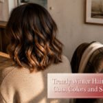 Collage of different trendy winter hairstyles for 2026.